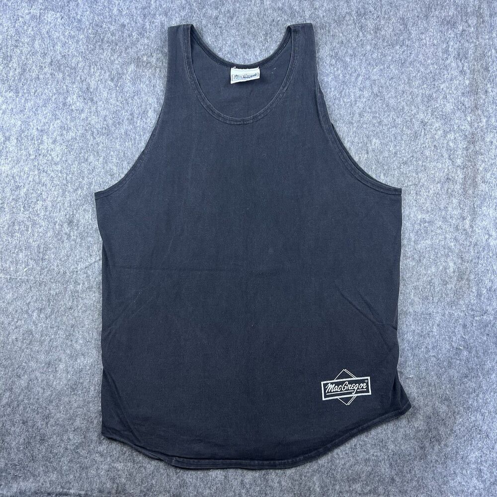 Vintage 80s MacGregor Men’s Tank Top Faded Black Blank Made In USA Size L